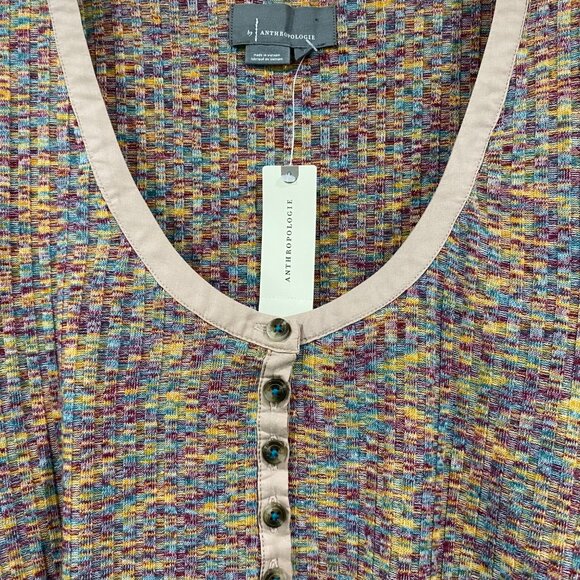 Anthropologie Lavender Plaid Long Sleeve Button-Front Top With Puff Sleeves NWT - Picture 4 of 8